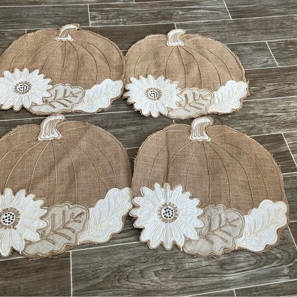 Rustic Pumpkin Placemats with Floral Design - Picture 1 of 5